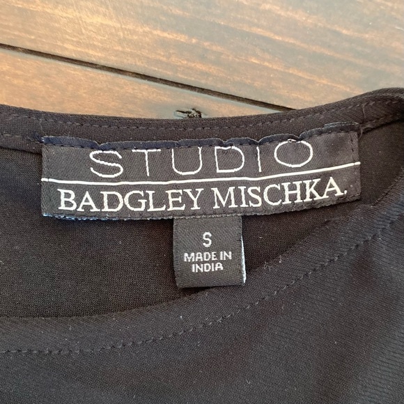 Badgley Mischka black silver embellished blouse size S - Picture 5 of 7